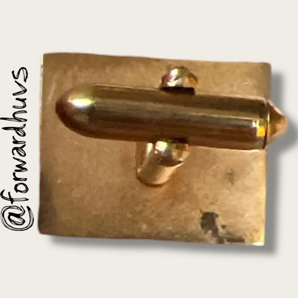 Swank Gold Tone Cufflinks – 3/4” Rectangular with Geometric Engraving